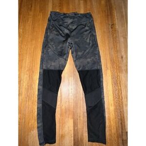 Therapy Women Medium Black Gray Camo Mesh Panels Stretch Workout Yoga Leggings